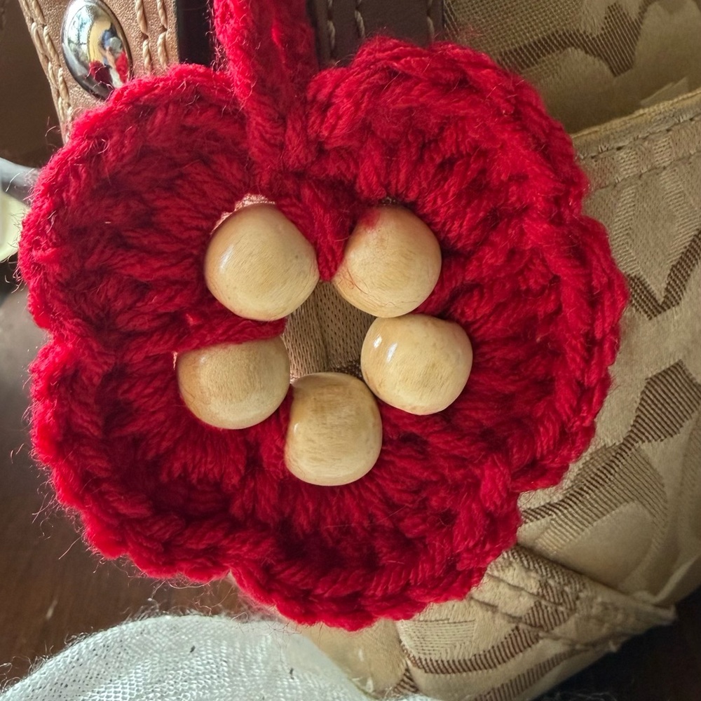 Red Crochet Flower Keychain/Purse Charm